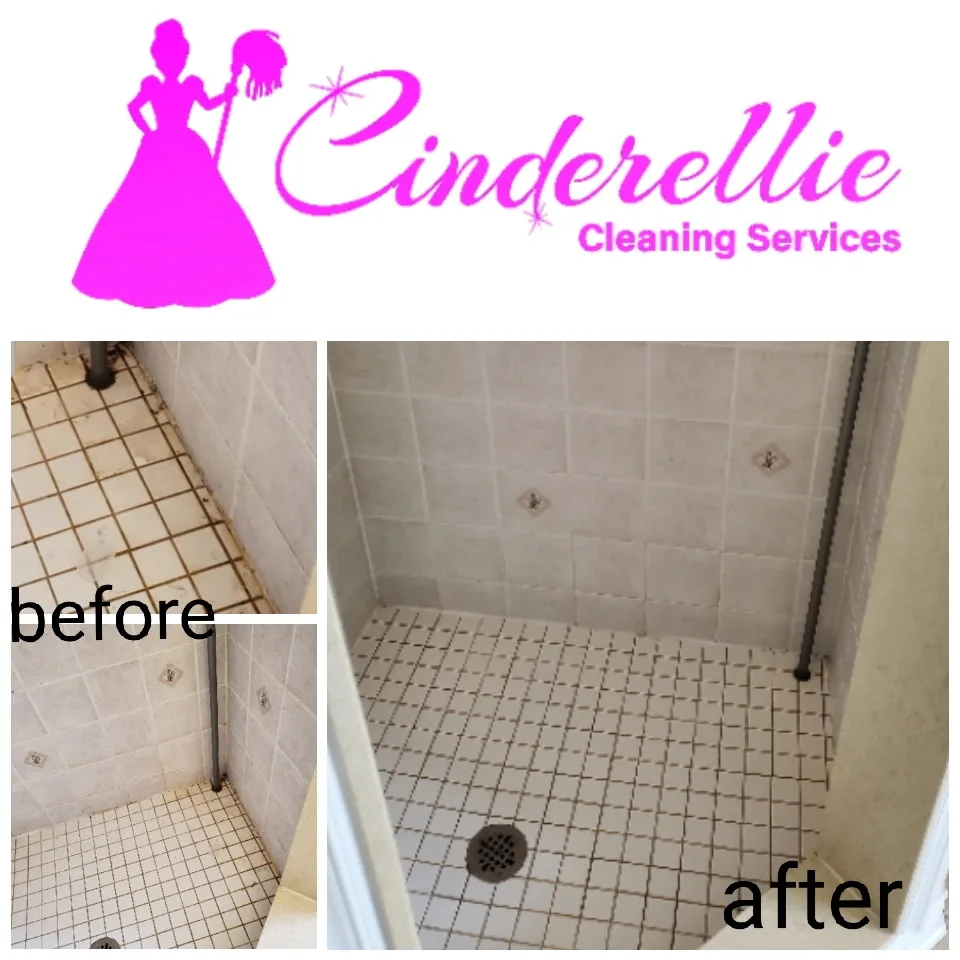 Before and after shower grout deep cleaning